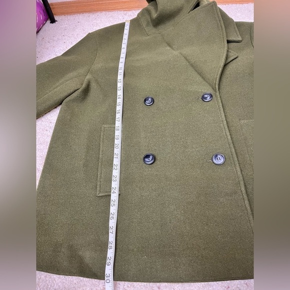 ASOS Oversized Double Breasted Notched Collar Pea Coat Khaki Size 6 - Picture 13 of 15